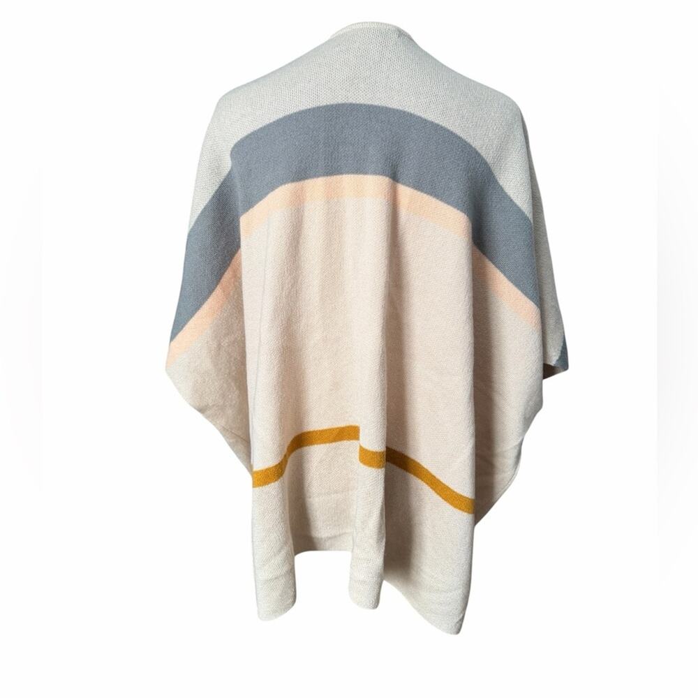 LOFT Women's Striped Poncho in Cream, Gray, and Gold Size Small / Xsmall - Picture 2 of 4